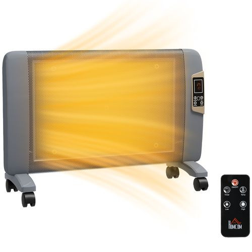 HOMCOM Mica Electric Space Heater, Portable Heater, 2 Heat Settings - White