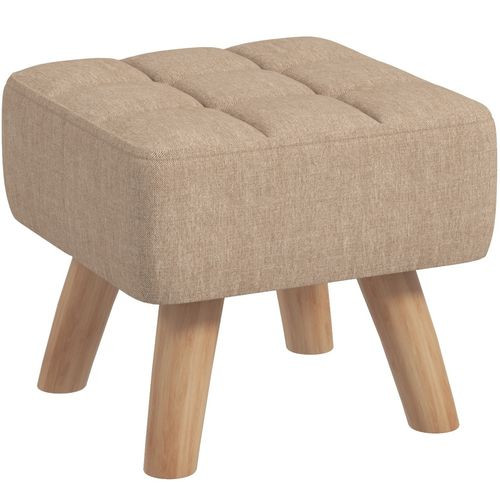 HOMCOM Modern Footstool, Fabric Foot Rest with Rubber Wood Legs - Grey