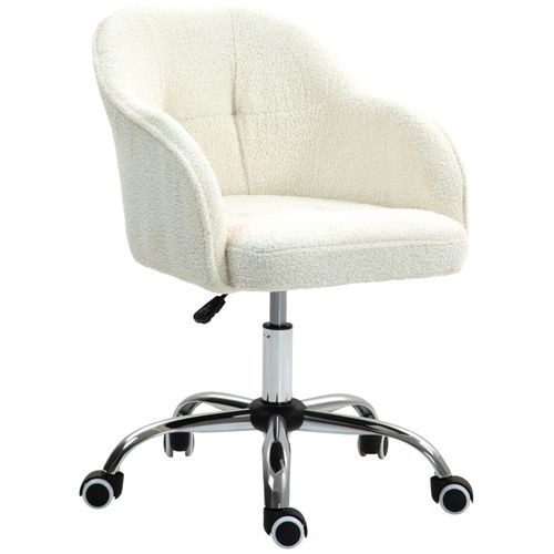 HOMCOM Fluffy Vanity Chair for Desk, with Height Adjustable, Wheels - Grey