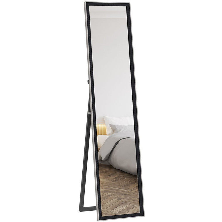 HOMCOM Floor Mirror Wall Mounted Leaning Standing Mirror 37 x 157cm - Black