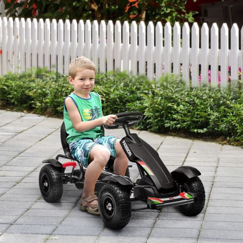 HOMCOM Children Pedal Go Kart w/ Adjustable Seat, Inflatable Tyres - Black