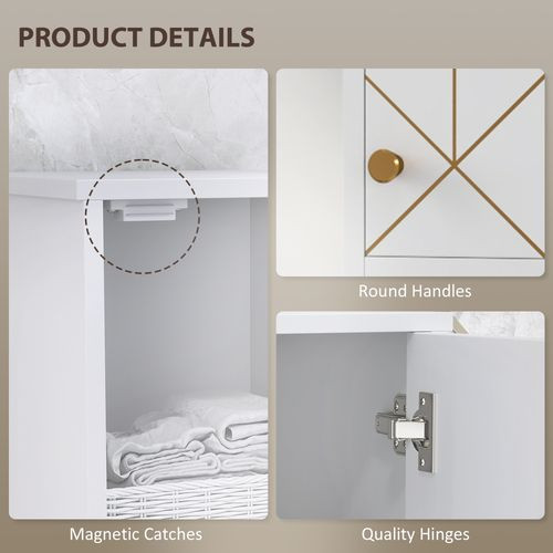 HOMCOM Slim Bathroom Storage Unit, Bathroom Cabinet with Doors, White