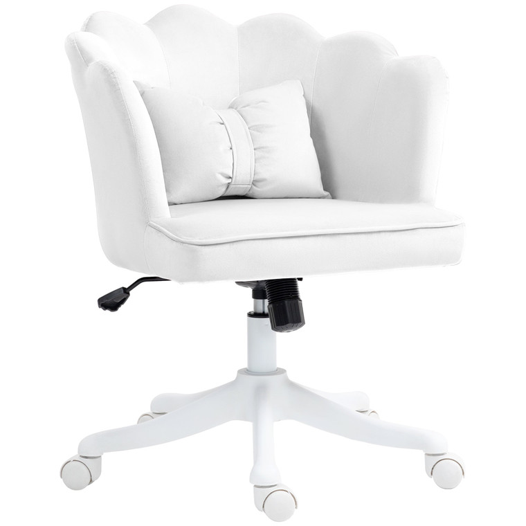 HOMCOM Armless Desk Chair Home Office Chair w/ Wide Seat Tilt Function - White