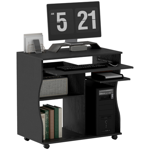 HOMCOM Computer Table Study Desk with Sliding Keyboard Tray, Black