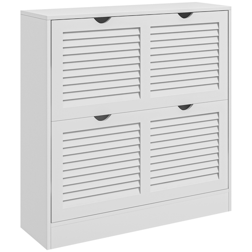 HOMCOM Slim Shoe Storage Cabinet with 2 Flip Drawers for Entryway, White