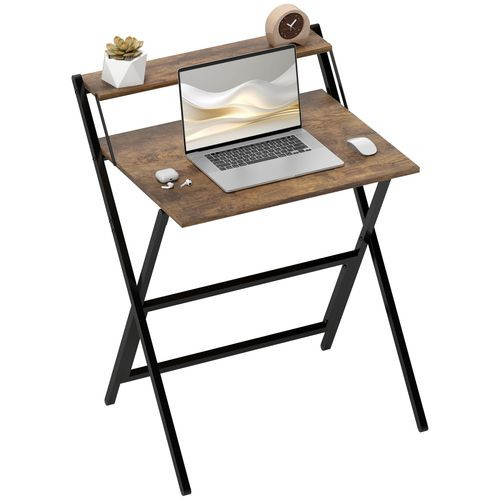 HOMCOM 70 cm Folding Computer Desk for Small Spaces Bedroom - Natural wood finish