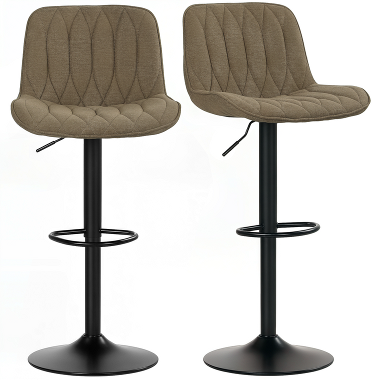 HOMCOM Bar Stools Set of 2, Modern Armless Bar Chairs - Brown