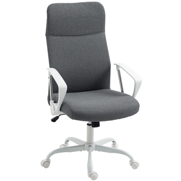 HOMCOM High Back Office Chair, Computer Desk Chair for Home - Grey