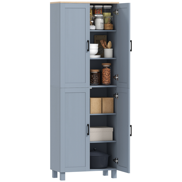 HOMCOM Modern Kitchen Cupboard Storage Cabinet with 4 Shelves - Grey