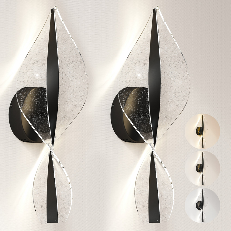 HOMCOM Led Wall Lamp 2 Pack, Modern Indoor Spiral Wall Light - Black