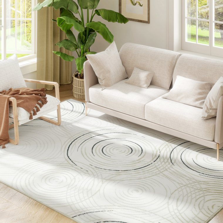 HOMCOM Swirl Pattern Washable Rug, Allergy-Friendly Floor Carpet - 230L x 160W x 1H cm