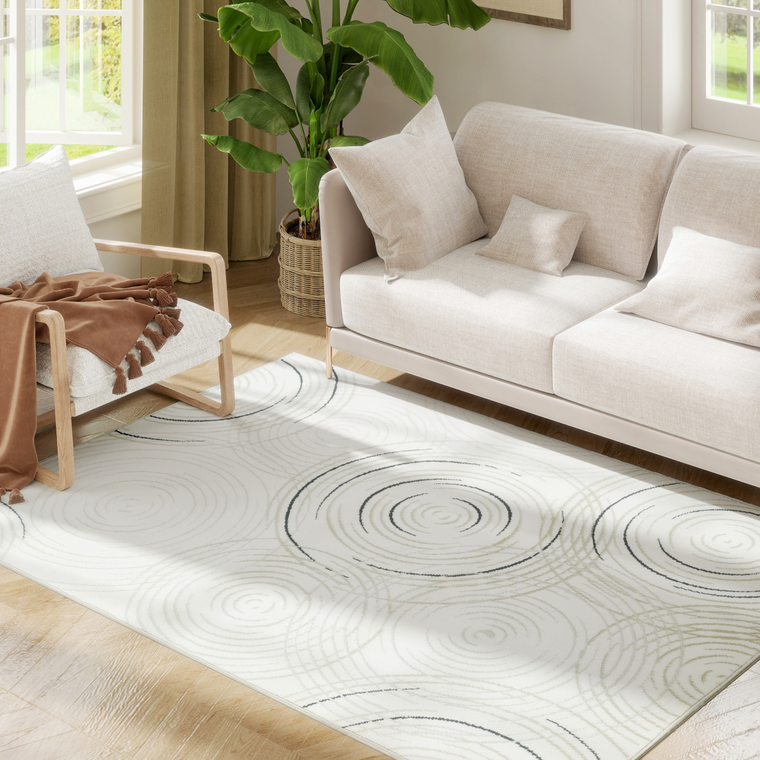 HOMCOM Swirl Pattern Washable Rug, Allergy-Friendly Floor Carpet - 170L x 120W x 1H cm