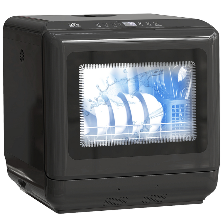 HOMCOM Countertop Dishwasher with Dual Water Supply and 6 Programs, Black