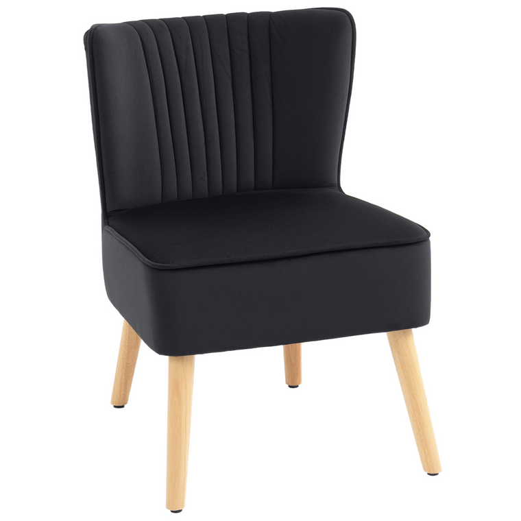 HOMCOM Velvet Accent Chair Occasional Tub Chair for Living Room, Black
