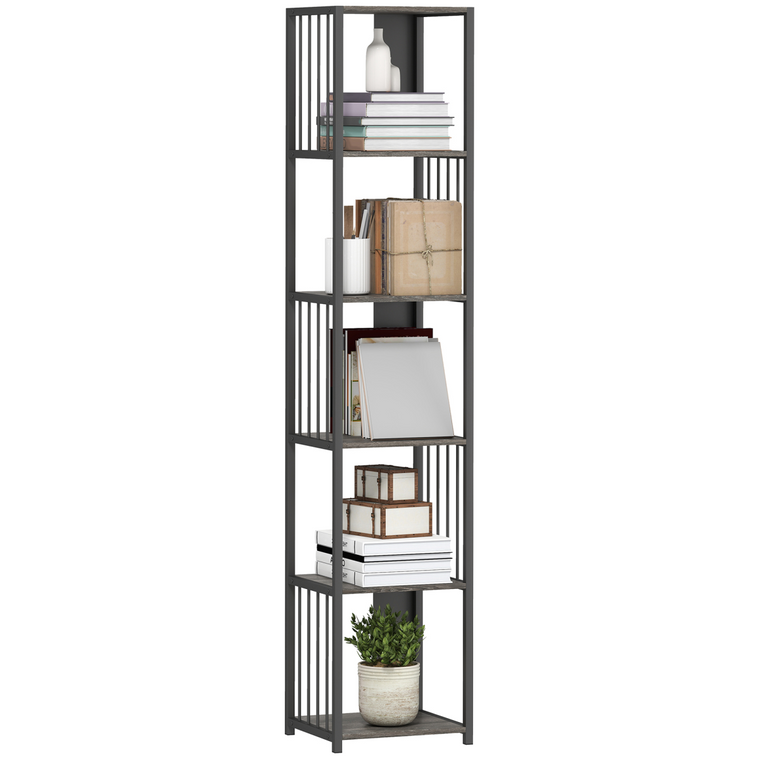 HOMCOM Bookshelf, Freestanding Display Storage Unit - grey