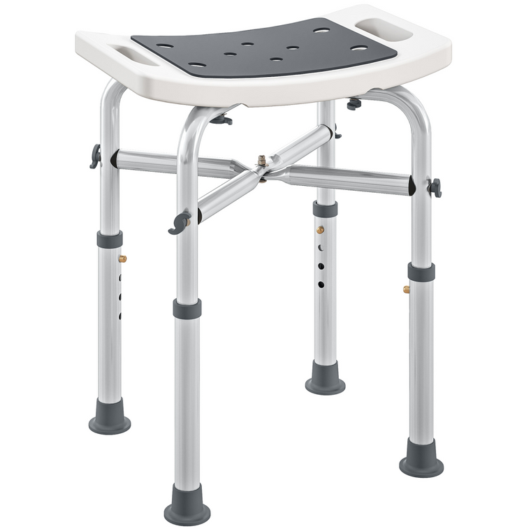 HOMCOM Adjustable Shower Stool with Foot Pads for Elderly Disabled - grey