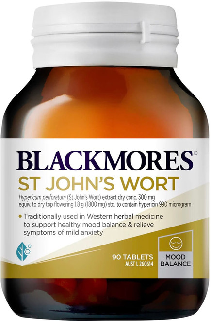 Blackmores St John’s Wort 90 Tabs to help relieve mild anxiety and nervous restlessness, temporary feelings of mild anxiousness and support healthy mood balance