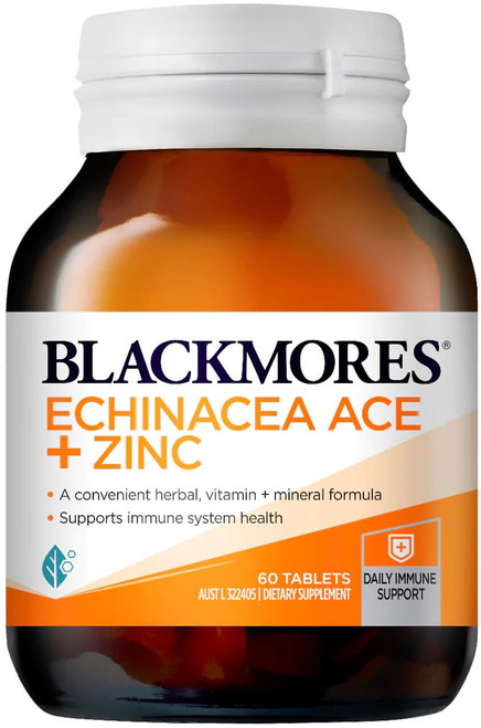 Blackmores Echinacea ACE + Zinc 60 Tabs to support immune system health and reduce the severity and duration of common cold symptoms