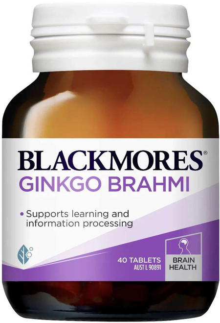 Blackmores Ginkgo Brahmi 40 Tabs to support memory, mental capacity and cognitive function with Ginkgo Biloba and Brahmi