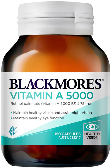 Blackmores Vitamin A 5000 150 Caps to maintain healthy eye function and vision while assisting night vision