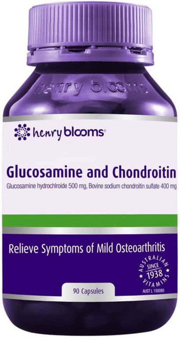Henry Blooms Glucosamine 500mg & Chondroitin 400mg 90 Caps for joint health, cartilage, mobility & mild osteoarthritis