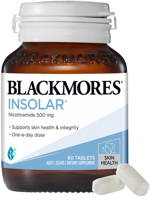 Blackmores Insolar 60 Tablets with 500mg Nicotinamide (Vitamin B3) for skin health & skin integrity