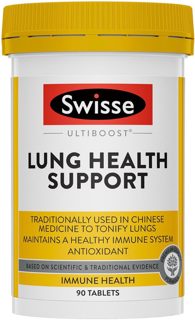 Swisse Ultiboost Lung Health Support 90 Tabs with Reishi Mushroom, Astragalus and Thyme plus Vitamin C, Zinc and Selenium for respiratory wellbeing