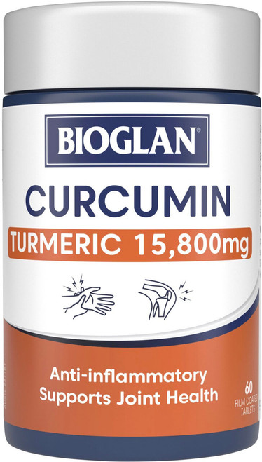 Bioglan Curcumin Turmeric 15,800mg 60 Tabs x 3 Pack with Curcuminoids & BioPerine for healthy joint function, mobility, inflammation & stiffness = 180 Tabs