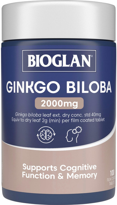 Bioglan Ginkgo Biloba 2000mg 100 Tabs x 3 Pack = 300 Tabs