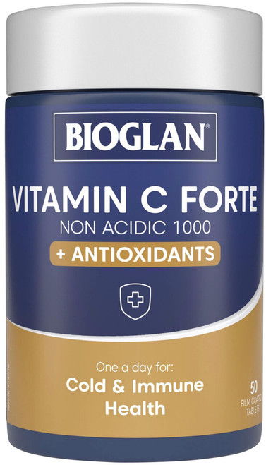 Bioglan Vitamin C Forte Non Acidic 1000mg 50 Tabs x 3 Pack for immune health, antioxidant support & healthy joints = 150 Tabs