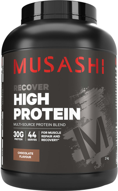 Musashi High Protein Chocolate 2kg chocolate-flavoured protein shake with a whey and milk protein blend for muscle building and recovery