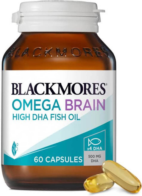 Blackmores Omega Brain 60 Caps to support brain health, cognitive function, memory and concentration with Omega-3 fatty acids from Fish Oil