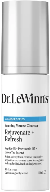 Dr. LeWinn’s Eternal Youth Foaming Mousse Cleanser 150ml to remove makeup, impurities and excess oil while leaving skin clean, soft and refreshed