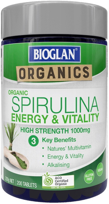 Bioglan Organics Spirulina 1000mg 200 Tabs x 3 Pack
