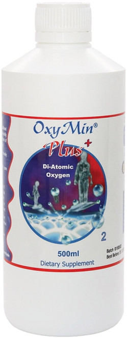 OxyMin Plus+ DiAtomic Oxygen 500ml liquid supplement with pure Diatomic Oxygen for internal & external use