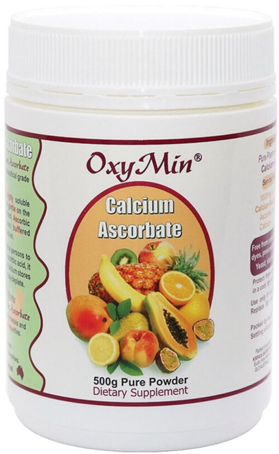 OxyMin Calcium Ascorbate 500g non-acidic Vitamin C powder buffered with calcium for those seeking a gentler alternative to ascorbic acid