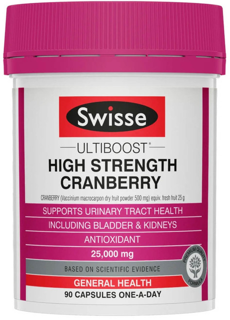 Swisse Ultiboost High Strength Cranberry 25,000mg 90 Capsules for urinary tract & bladder health