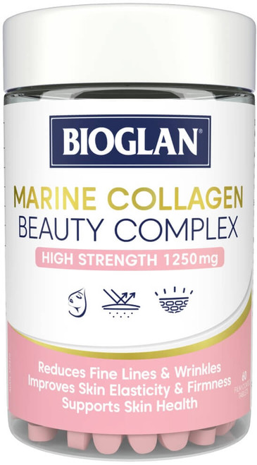 Bioglan Marine Collagen Beauty Complex 60 Tabs x 3 Pack for skin firmness, elasticity, collagen formation & healthy skin = 180 Tabs