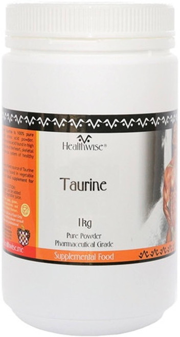 HealthWise Taurine 1kg 100% pure amino acid found in high concentrations in heart tissue, skeletal muscle and the central nervous system