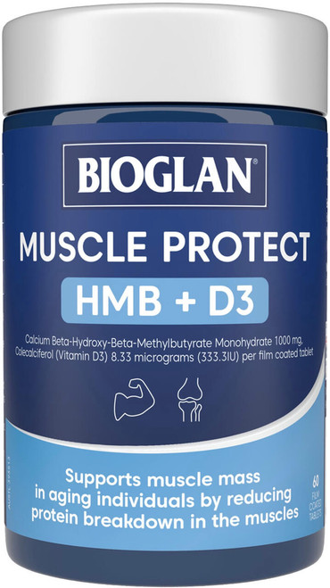 Bioglan Muscle Protect HMB + D3 60 Caps x 3 Pack = 180 Caps with HMB & Vitamin D3 for muscle mass, muscle health, strength & bone health