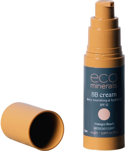 Eco Minerals BB Cream SPF 12 Wategos Beach Medium/Light 32ml to even skin tone, blur imperfections and nourish, hydrate and protect skin with a dewy finish