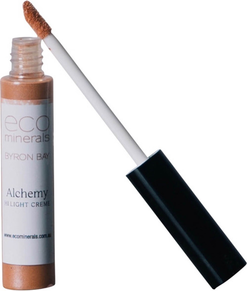 Eco Minerals Alchemy Hi Light Creme 8g to instantly brighten the complexion and enhance eyes and cheekbones with a subtle shimmering nude-apricot colour