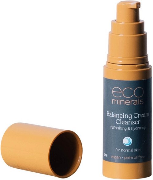 Eco Minerals Balancing Cream Cleanser 32ml to gently cleanse, refresh, hydrate and nourish normal skin with Aloe Vera, Apricot Oil, Chamomile and Cucumber