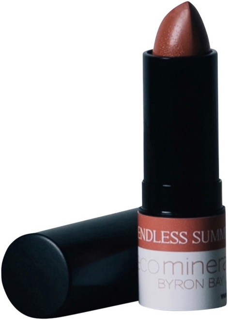 Eco Minerals Endless Summer Lipstick 4.5g with Cocoa Butter and Jojoba Oil for ultra-moisturised, hydrated lips, in recycled aluminium packaging