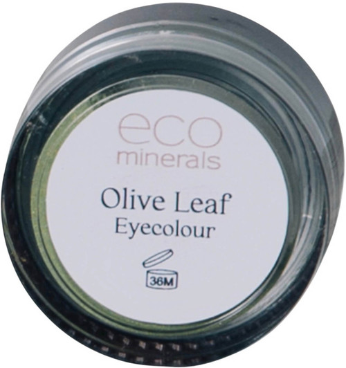 Eco Minerals Olive Leaf Eyecolour 1.5g, 100% pure mineral powder eye colour in pale green with gold flecks for adding colour, shadow and sparkle