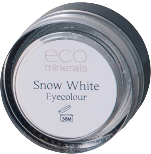 Eco Minerals Snow White Eyecolour 1.5g, 100% pure mineral powder eye colour in pale white shimmer for highlighting, blending and adding sparkle to the eyes