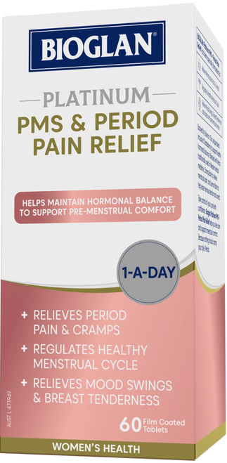 Bioglan Platinum PMS & Period Pain Relief 60 Tabs x 3 Pack = 180 Tabs