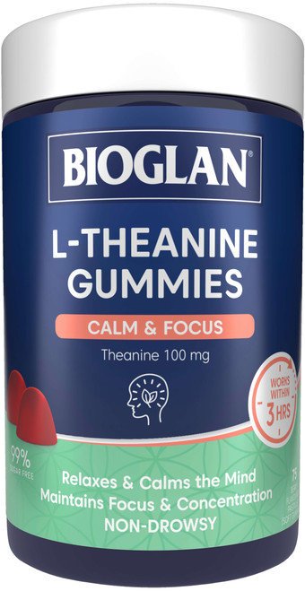 Bioglan L-Theanine Calm & Focus 60 Gummies x 3 Pack = 180 Gummies