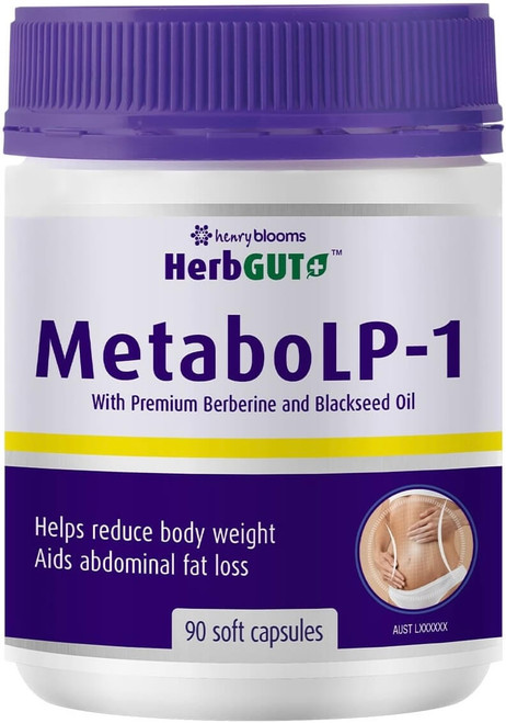 Henry Blooms HerbGUT+ MetaboLP-1 90 Caps with Premium Berberine, Milk Thistle & Black Seed Oil for metabolic, cardiovascular & immune health