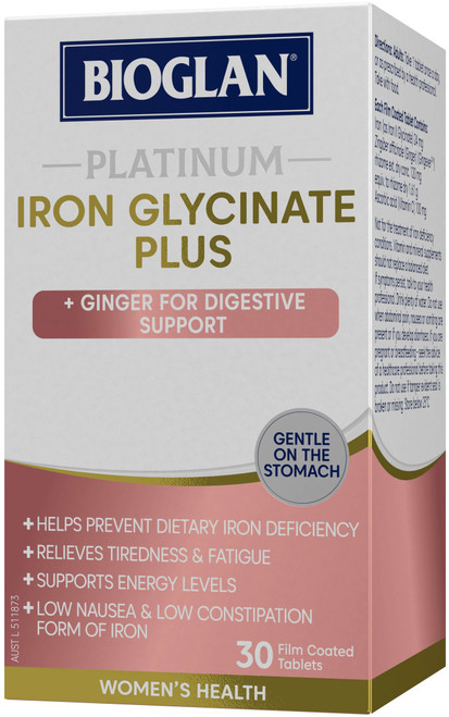 Bioglan Platinum Iron Glycinate Plus 30 Tabs x 3 Pack